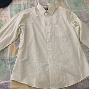 Alfani cream and light green checkered button down, size large